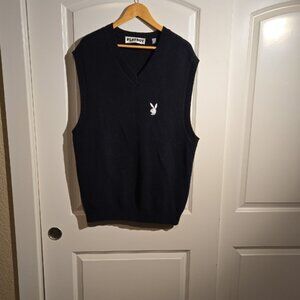 PacSun Playboy Men's V-Neck Black Sweater Vest